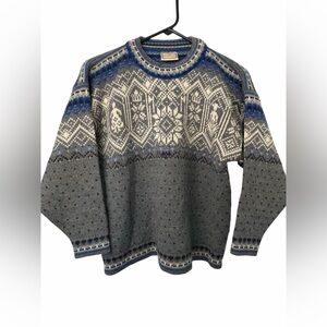 Dale of Norway Gray and Blue Nordic Wool Sweater